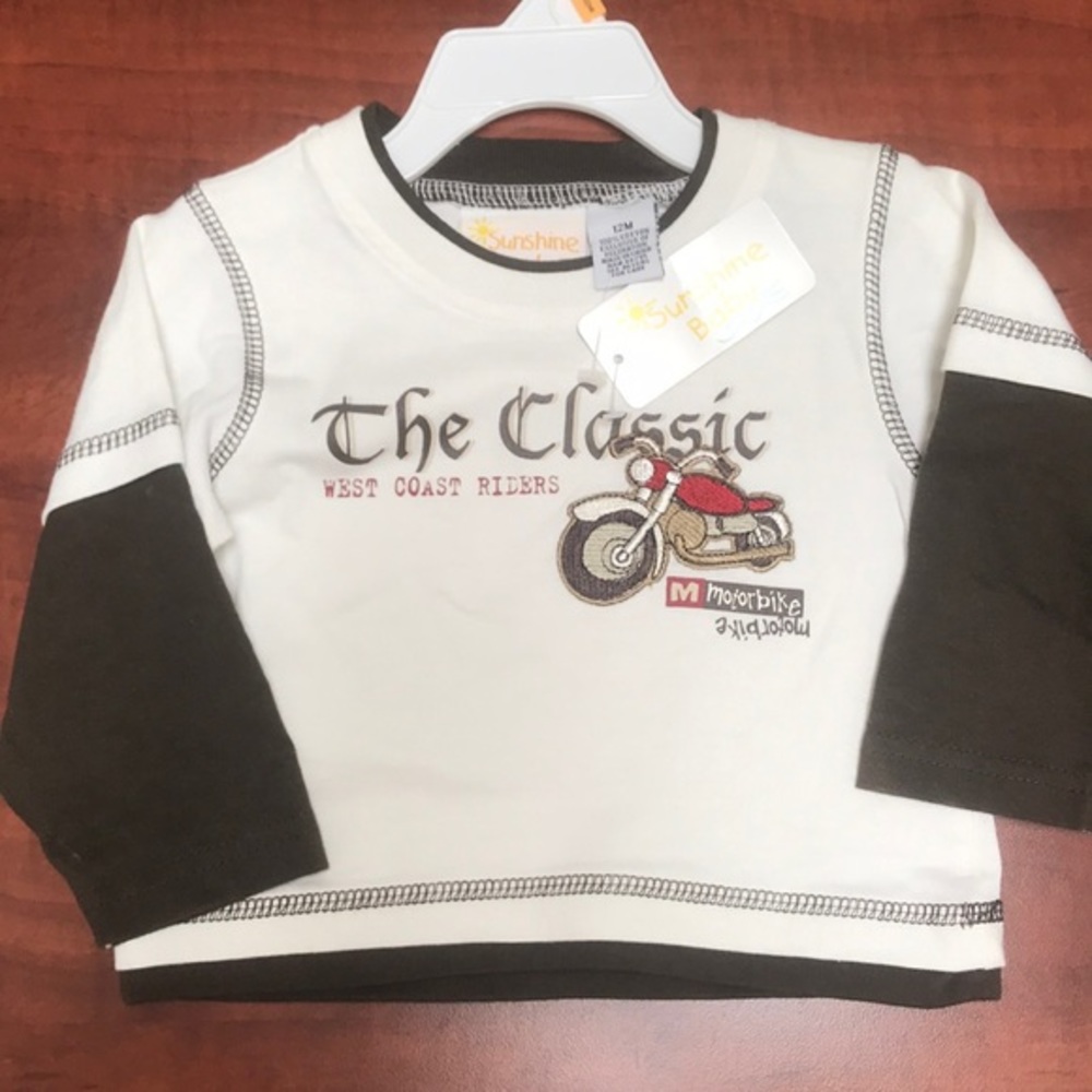 NWT Sunshine Baby Motorcycle Long Sleeve Shirt 12M